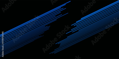 Abstract blue luminous rays glowing neon background.