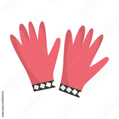 Pair of Pink Rubber Gloves Illustration for Cleaning and Protection