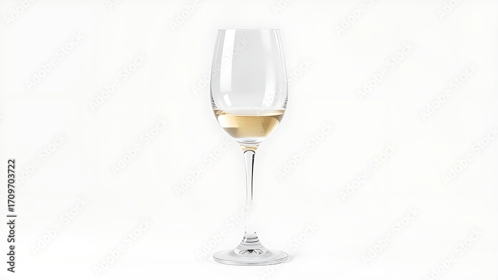 Fototapeta premium Elegant crystal wine glass with a delicate stem, beautifully lit against a white background.