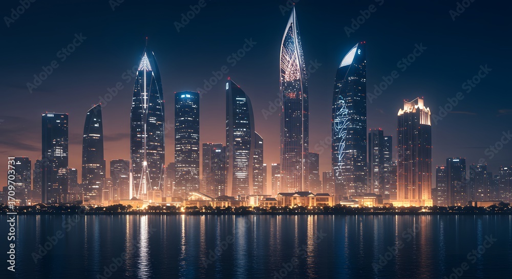 Fototapeta premium futuristic city skyline at night