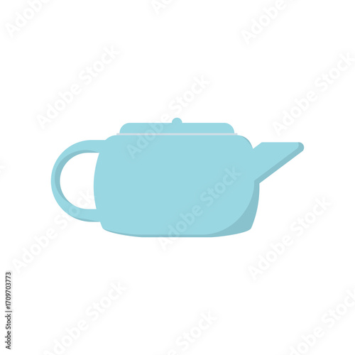 Light Blue Teapot Illustration on White Background, Minimalist Design