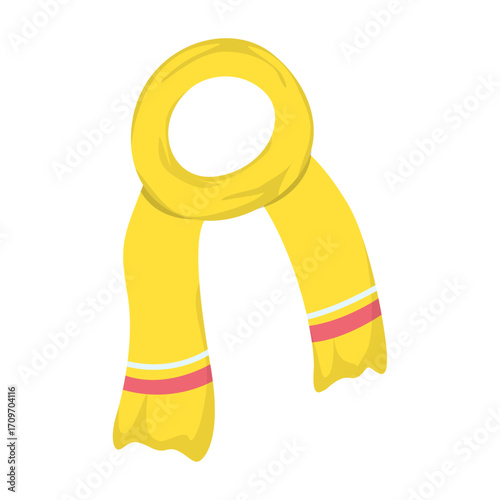 Bright Yellow Scarf with Pink and Blue Stripes - Winter Accessory