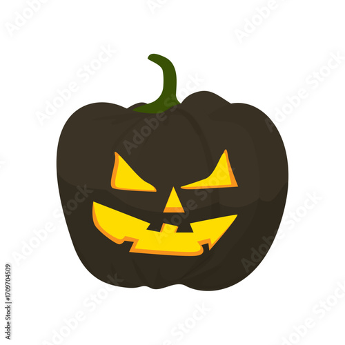 Sinister Black Halloween Pumpkin Carving with an Eerie Glow