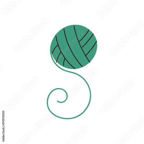 Green Yarn Ball with Spiraling Thread Crafts and Creative Hobbies