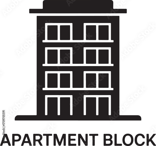 Apartment Block Icon Silhouette Urban Building Symbol Cityscape Element Architecture Design Vector
