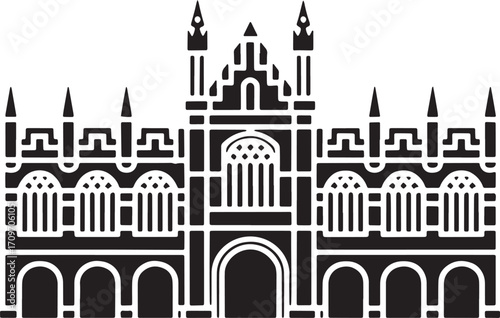 Cambridge University Silhouette Vector Illustration for Educational and Travel Projects