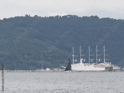 Cruise ship in the gulf of la spezia