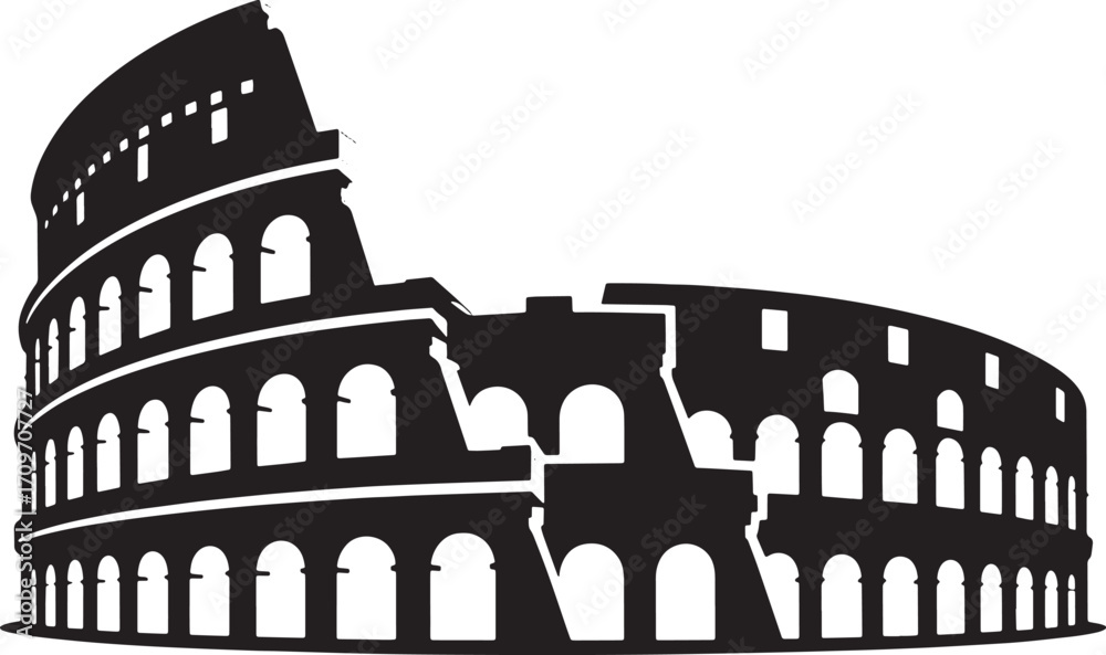 Naklejka premium Iconic Colosseum Silhouette A Glimpse into Ancient Rome's Architectural Grandeur and Historical Significance