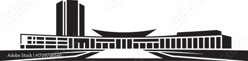 National Congress Silhouette Vector Illustration Government Building in Brasilia Brazil