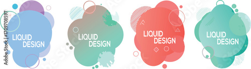 Four abstract liquid shapes with text vector