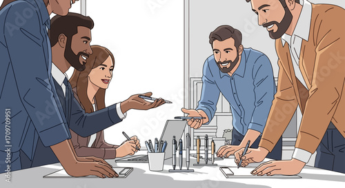 diverse business team collaborating at a meeting brainstorming ideas and signing documents in a modern office perfect for teamwork concepts