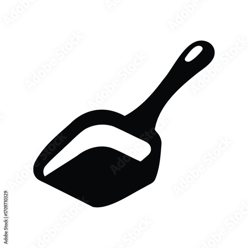 Black silhouette of a scoop for cat litter, sand, or food
