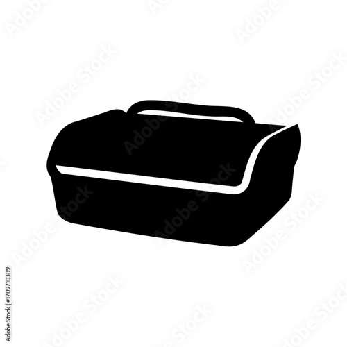 Stylized silhouette of a black lunchbox with a handle on top