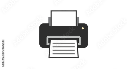 Minimalist printer icon representing office equipment for printing documents. A simple flat vector illustration isolated on a white background
