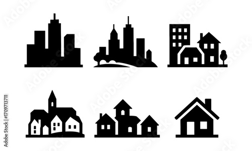 City and suburban building silhouettes for diverse urban design