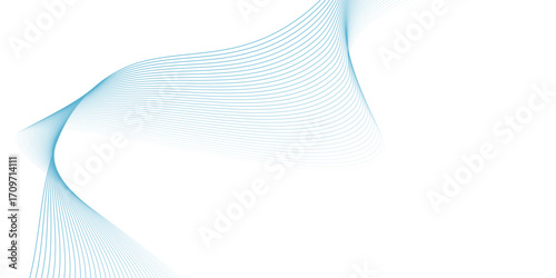 Abstract blue wavy line in white background.