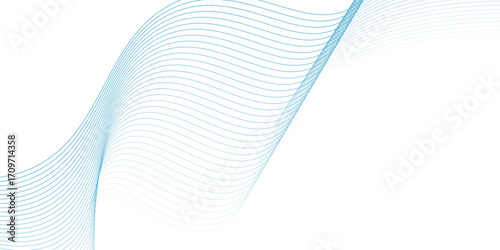 Abstract blue wavy line in white background. Modern stripes line. Simple minimalist soft blue design.