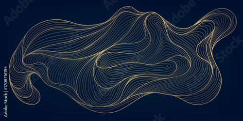 Luxury abstract vector background, golden waves, elegant line texture, Japanese and oriental design. Premium wallpaper, poster, cover and stylish template