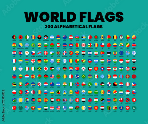 Tapety artystyczne World flags 200 alphabetical flags 