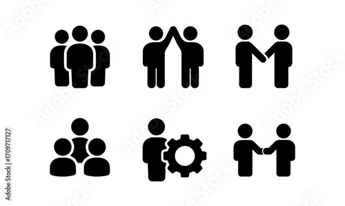 Simple human silhouettes: teamwork and collaboration icons for effective communication