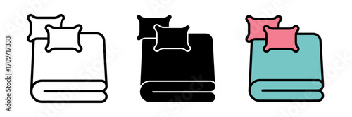 Bed linen set with pillows icon