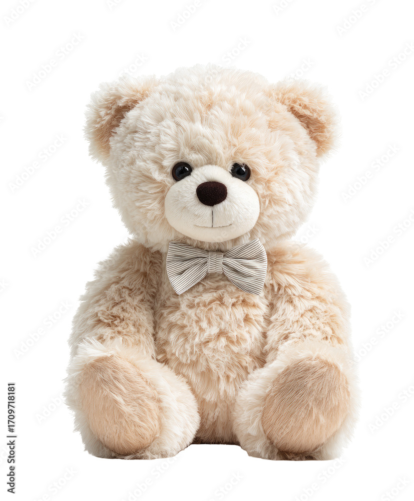 Obraz premium Beige teddy bear with bow tie