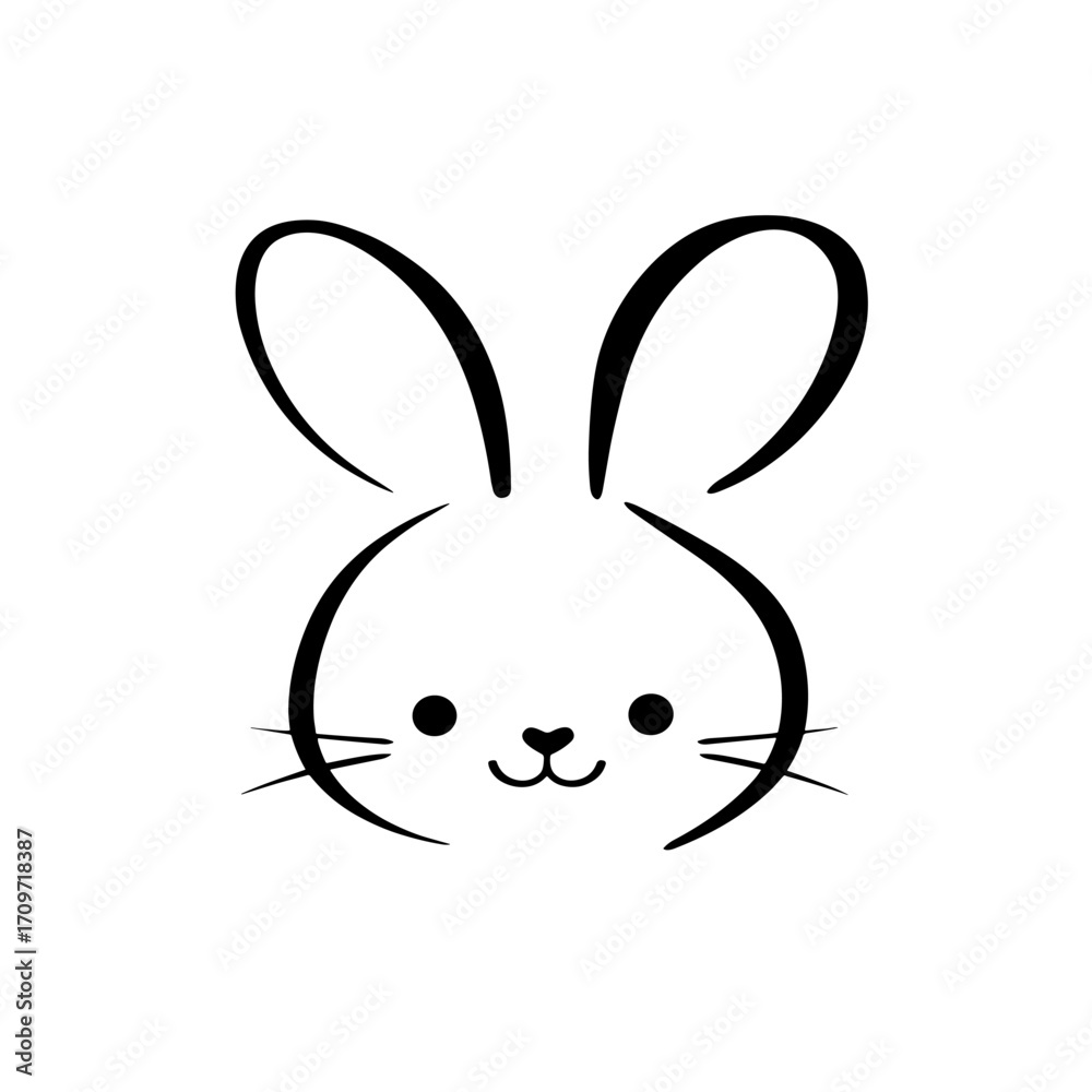 Fototapeta premium rabbit. rabbit simple black and white line art vector logo