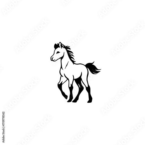 foal. foal simple black and white line art vector logo