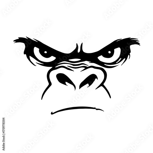 Macaque. Macaque simple black and white line art vector logo