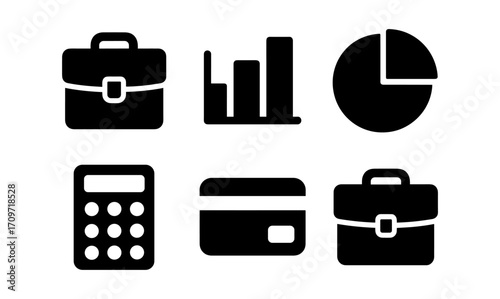 Minimalist silhouette icons for business and finance applications