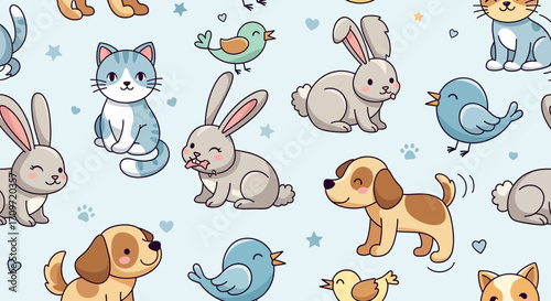 set of funny rabbits
