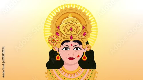 Mata Rani Durga Puja Navratri Hindu Festival Devotional Animation