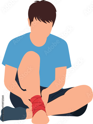Ankle injury treatment first aid bandage wrap sprain vector
