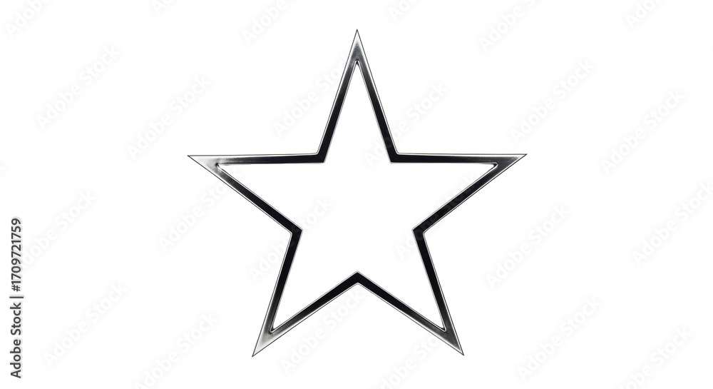 Obraz premium Isolated metallic five point star shape, 3D render for award, achievement, decoration