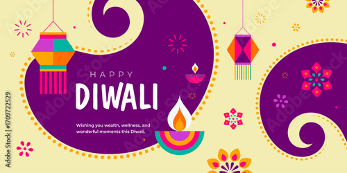 Creative Diwali Festival Background Template Design Vector Illustration	
