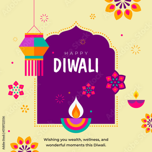 Creative Diwali Festival Background Template Design Vector Illustration	