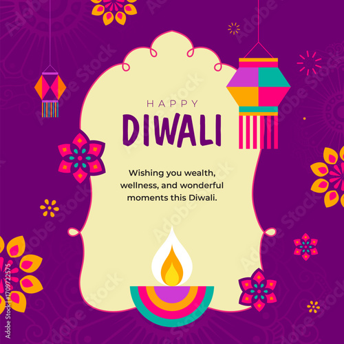 Creative Diwali Festival Background Template Design Vector Illustration	