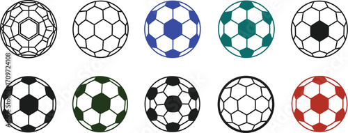 Soccer balls vector illustration set for sports design