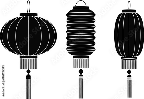 Chinese new year lanterns vector illustration design art