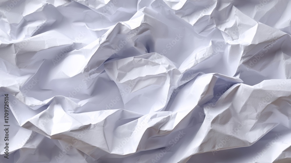Fototapeta premium A white piece of paper with a lot of wrinkles and creases. The paper is torn and crumpled, giving it a sense of chaos and disorder. The image evokes a feeling of disarray and confusion