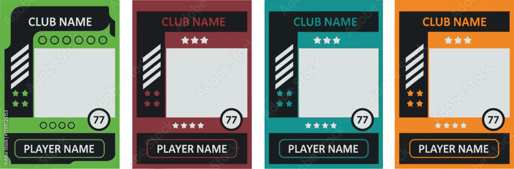 Naklejka premium Colorful sports trading card template design for player data