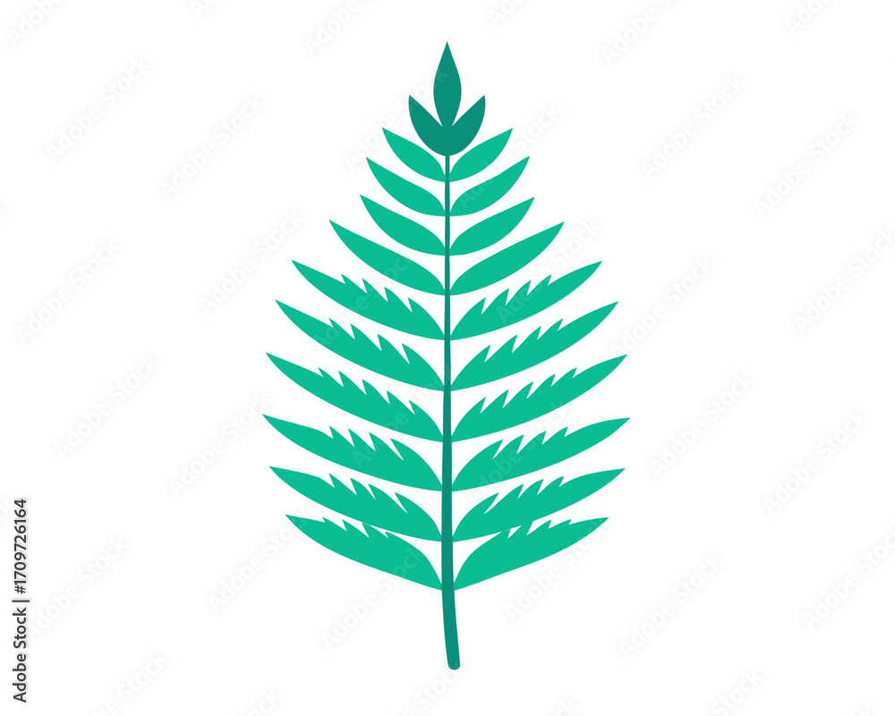 Stylized green fern leaf illustration isolated on white background Stylized green fern leaf illustration isolated on white background