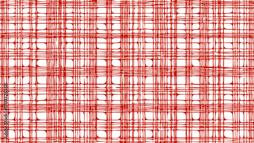 Red and white plaid fabric texture background. Seamless pattern checkered wallpaper.