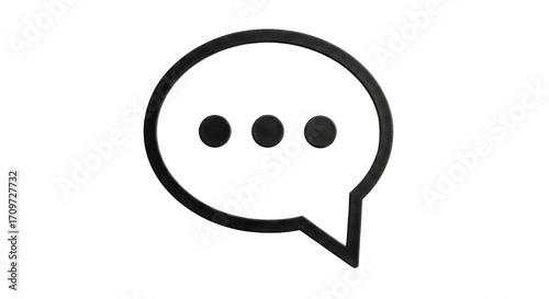 Canvas Print Isolated chat bubble icon with three dots, minimalist communication or message s
