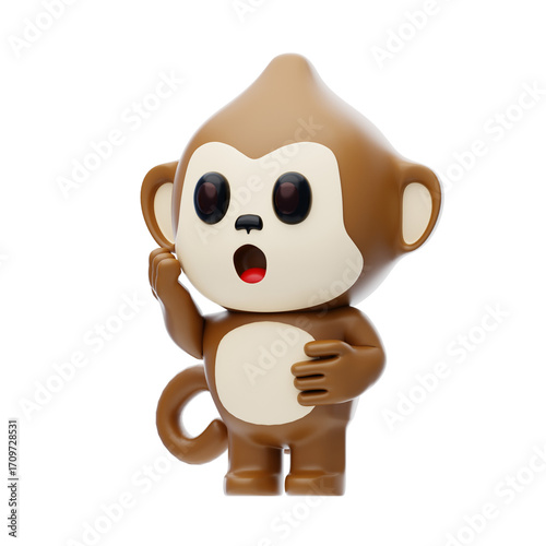 Surprised Monkey 3D Character Illustration.