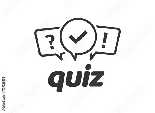 Quiz game logotype icon line stroke outline vector sign symbol graphic illustration, modern contest questionnaire survey logo label web
