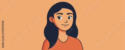 Young Girl Vector Avatar – Female, Cartoon, Headshot, Smiling, Character, Drawing, Flat, Modern, Digital, Face, Vector, People, Woman, Stylish, Icon, Design, Cute, Portrait


