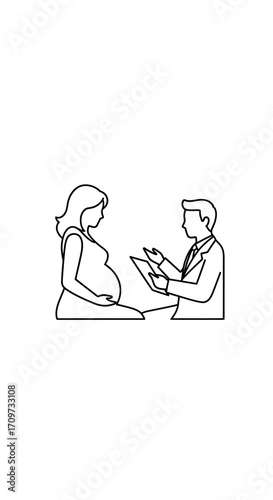 A pregnant woman consults with a doctor, discussing her health and well-being during pregnancy.