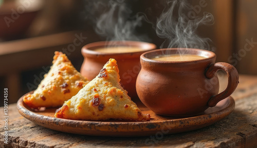Delicious Indian samosas and tea, perfect for a cultural experience.