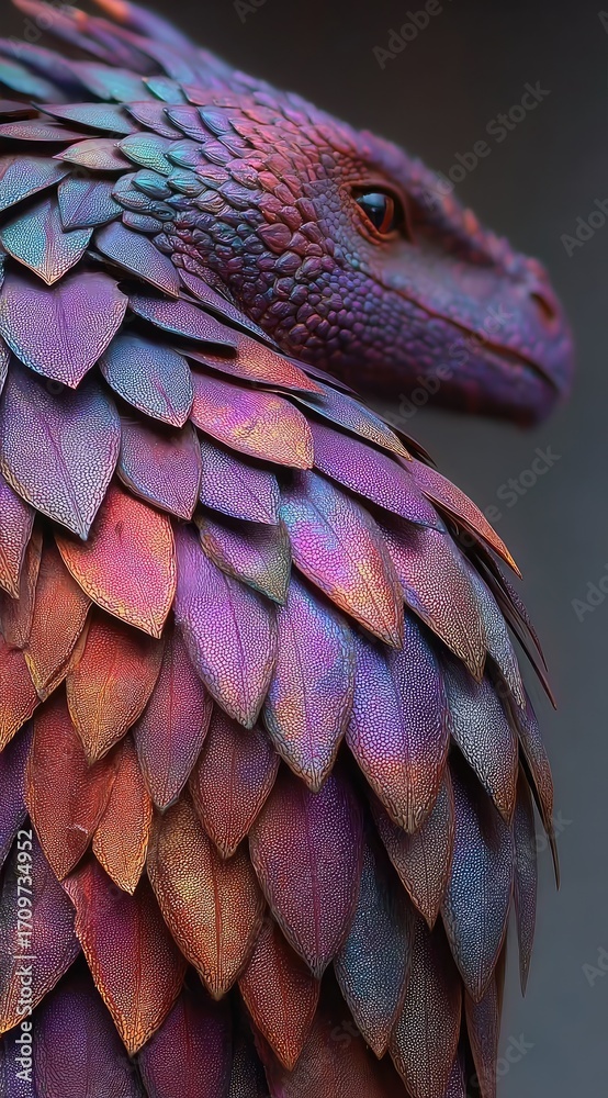 Fototapeta premium Close-up of a mythical creature, vibrant scales